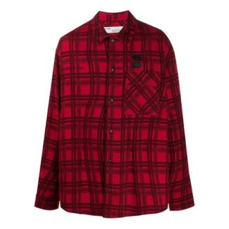 SS20 Back Arrows Sketch Mens Plaid Shirts Red Black