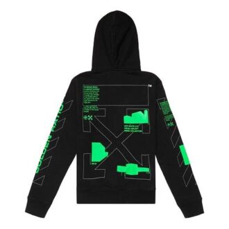 SS20 Black Hooded Sweatshirt Back Arrows Sketch Mens Logo Normal Fit Sweater