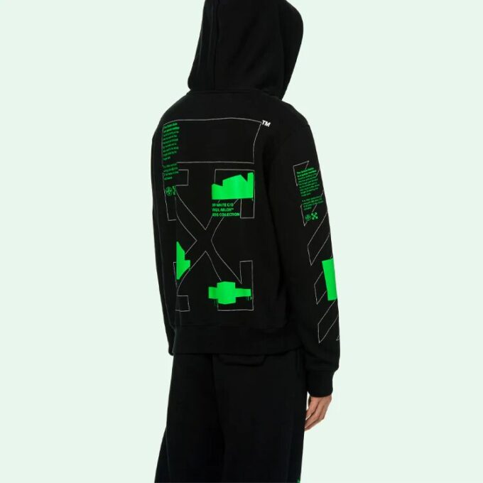 SS20 Black Hooded Sweatshirt Back Arrows Sketch Mens Logo Normal Fit Sweater