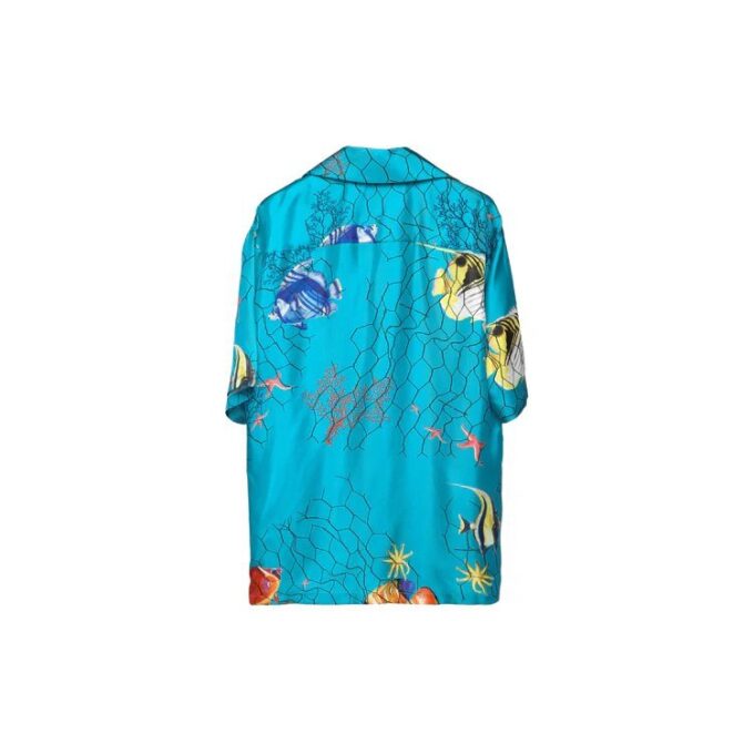 SS20 Blue Fishnet Bowling Short Sleeve Shirt
