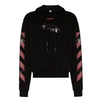SS20 Spider Arrow Printing Hooded Fleece Men Black