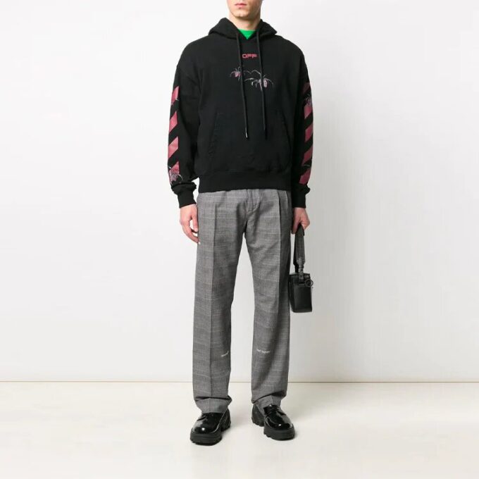 SS20 Spider Arrow Printing Hooded Fleece Men Black
