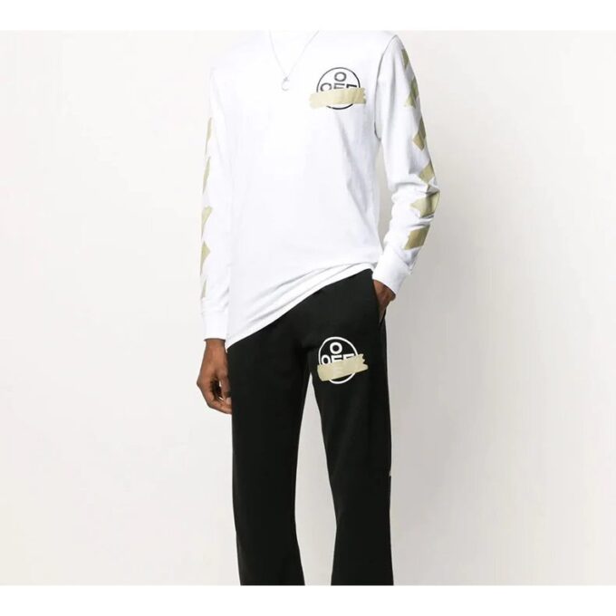 SS20 Tape Arrows Printing Long Sleeve Men White