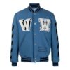 SS21 Alphabet Pattern Long Sleeves Baseball Collar Jacket Blue