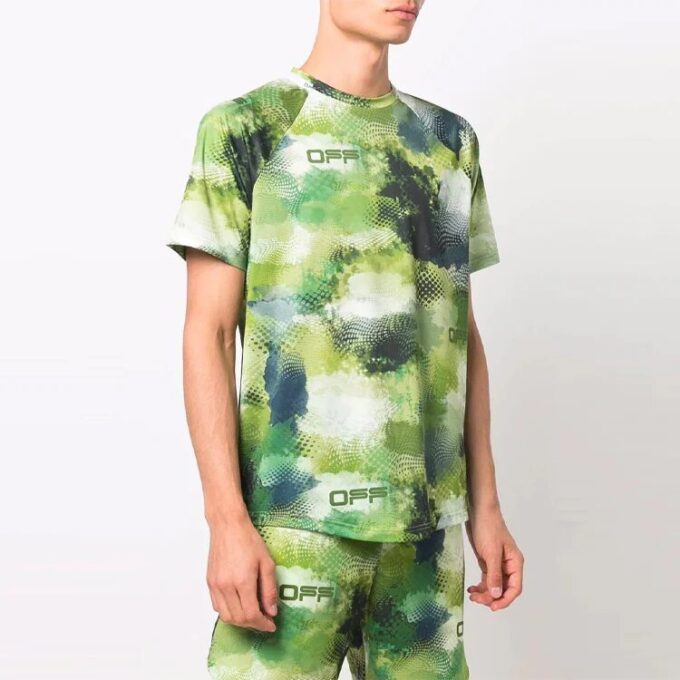 SS21 Alphabet Printing Tie Dye Short Sleeve Loose Fit Green