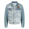 SS21 Apple Logo Pattern Denim Jacket Loose Fit Blue