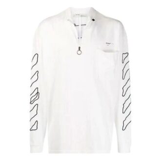 SS21 Arrow Logo Pattern Half Zipper Long Sleeves Loose Fit White