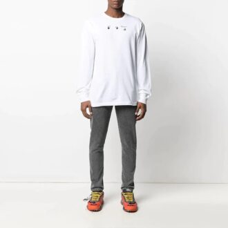 SS21 Arrows Pattern Printing Round Neck Long Sleeves Ordinary Version White SS21 Arrows Pattern Printing Round Neck Long Sleeves Ordinary Version White