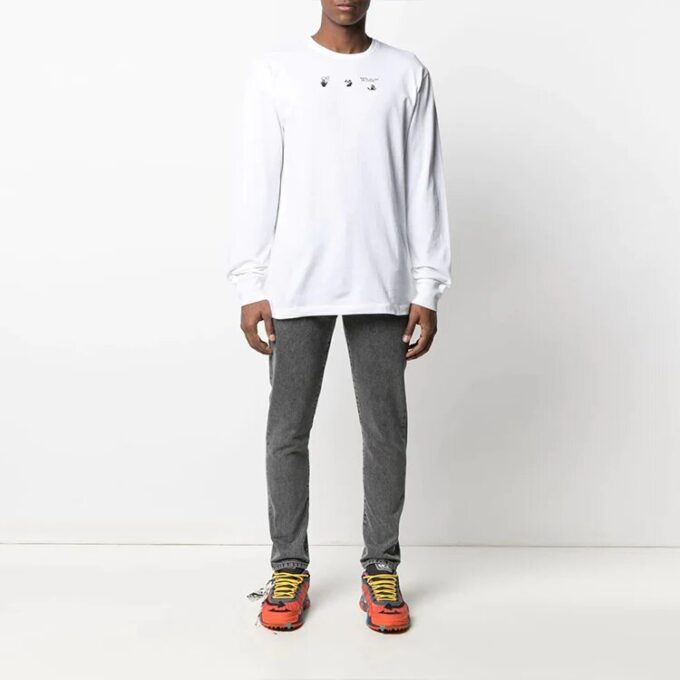 SS21 Arrows Pattern Printing Round Neck Long Sleeves Ordinary Version White