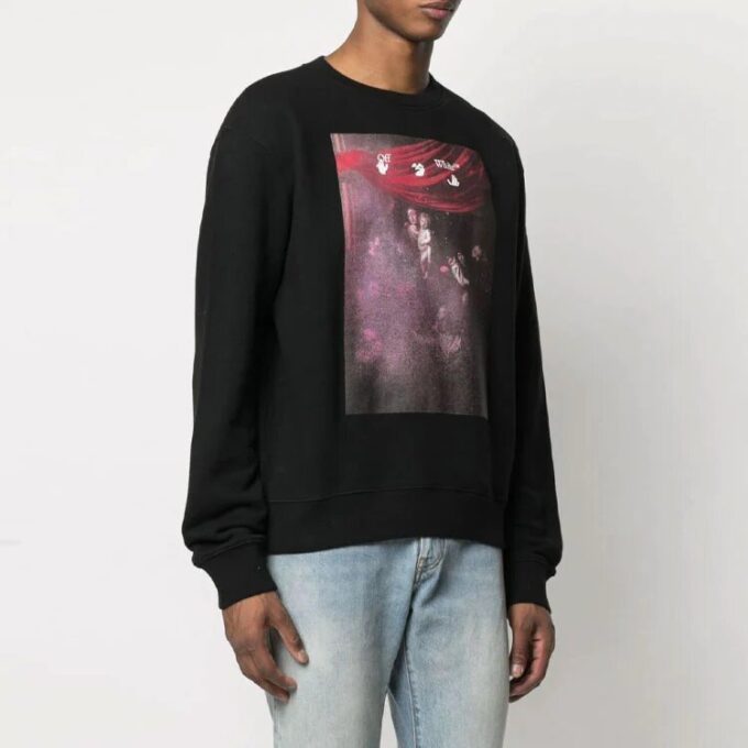 SS21 Arrows Pattern Printing Round Neck Long Sleeves Version Black