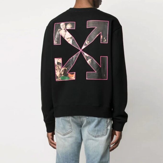 SS21 Arrows Pattern Printing Round Neck Long Sleeves Version Black