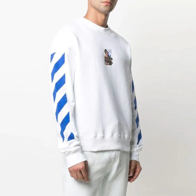 SS21 Arrows Pattern Stripe Printing Long Sleeves White