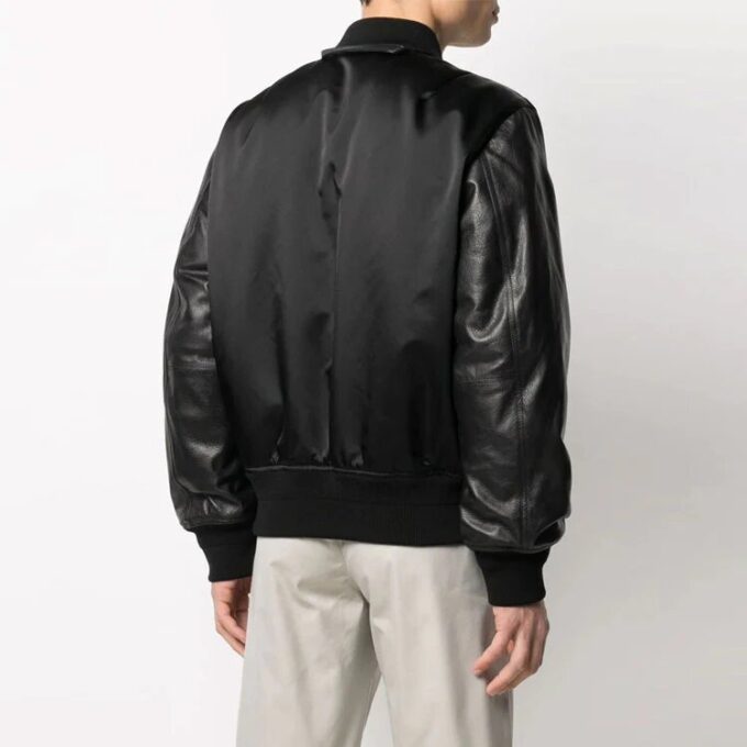 SS21 aviator Logo Printing Splicing Jacket Black