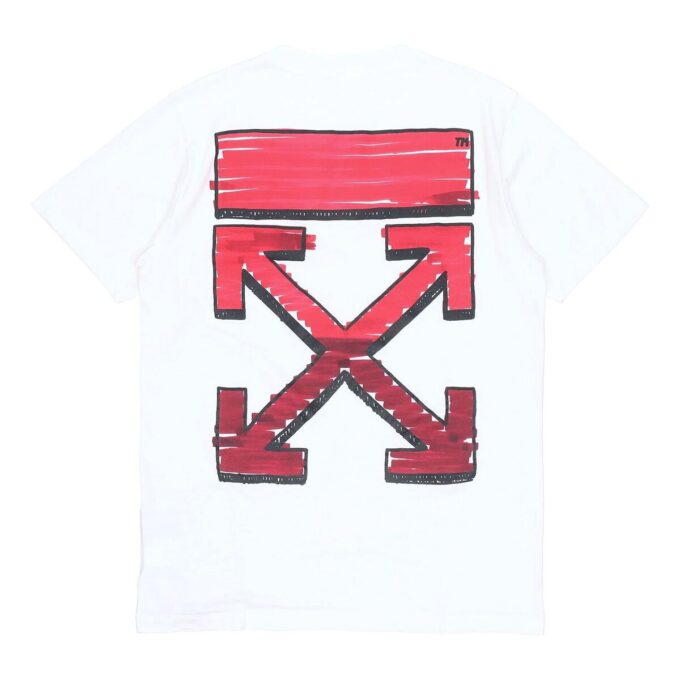 SS21 Back Arrow Logo Printing Round Neck Pullover Short Sleeve White
