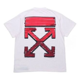SS21 Back Red Arrow Cotton Short Sleeve Loose Fit White SS21 Back Red Arrow Cotton Short Sleeve Loose Fit White