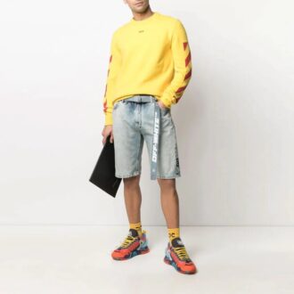 SS21 Belt Logo Printing Denim Shorts Version Blue