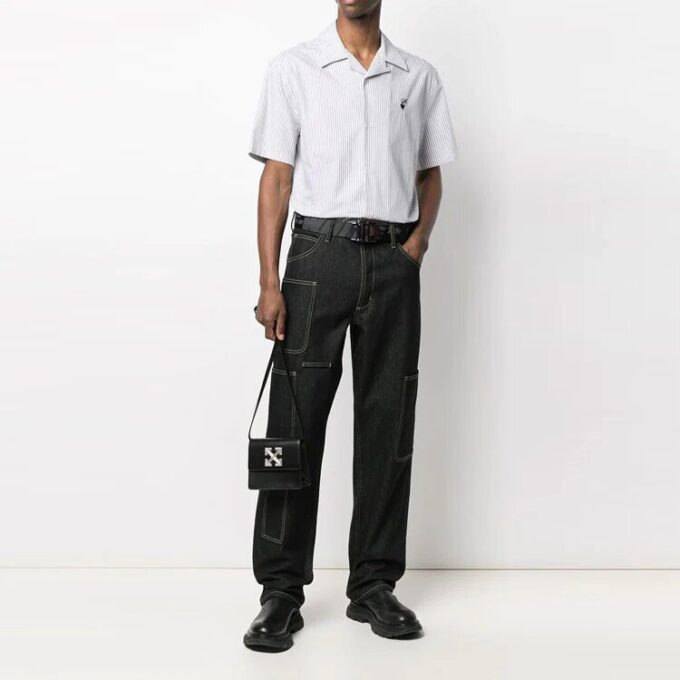 SS21 Casual Stripe Short Sleeve Shirt Version White
