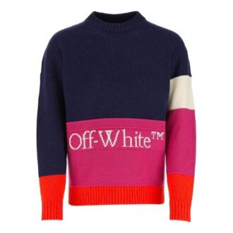 SS21 Colorblock Logo Round Neck Long Sleeves Blue