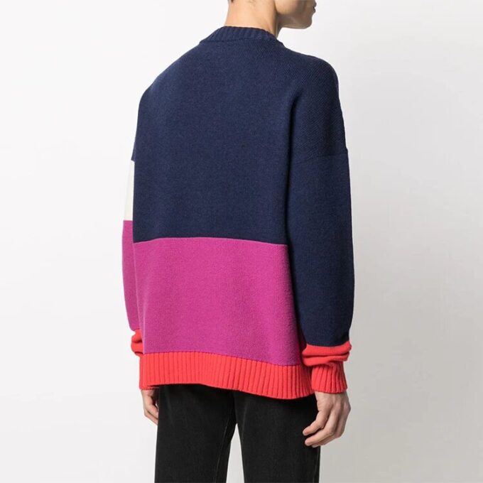 SS21 Colorblock Logo Round Neck Long Sleeves Blue