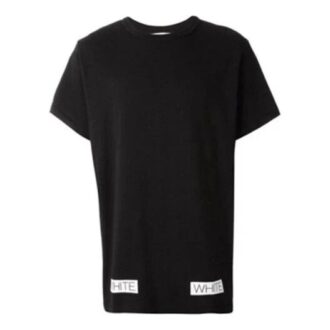 SS21 Cotton Stripe Printing Pattern Round Neck Short Sleeve Black