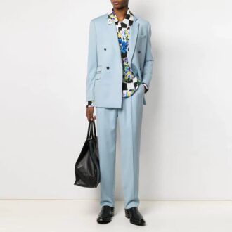 SS21 Flowers Printing Plaid lapel Long Sleeves Shirt Slim Fit Version Black