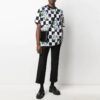 SS21 Flowers Printing Plaid Short Sleeve Loose Fit White