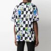 SS21 Flowers Printing Plaid Short Sleeve Loose Fit White
