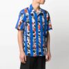 SS21 Flowers Printing Stripe Short Sleeve Shirt Version Blue