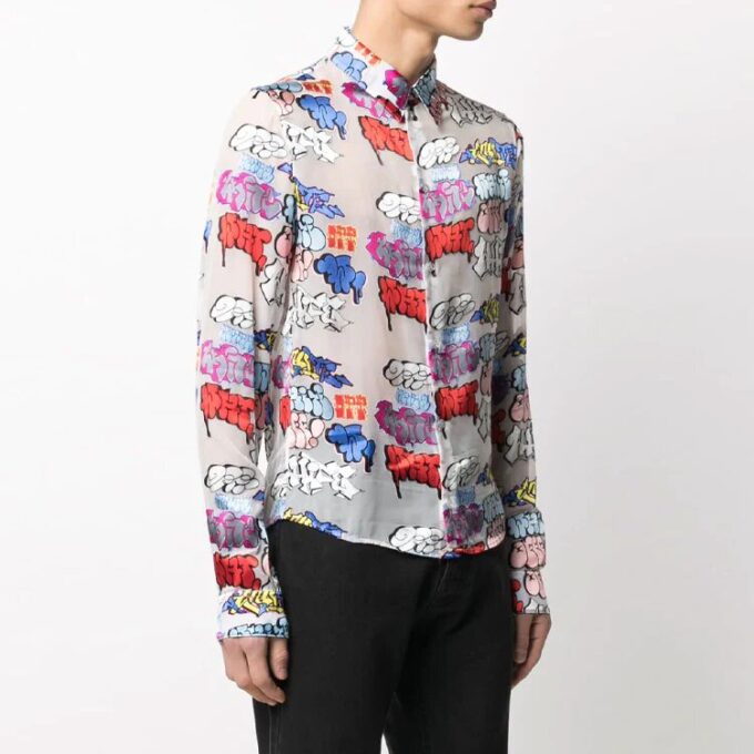 SS21 Graffiti Logo Printing Long Sleeves Shirt