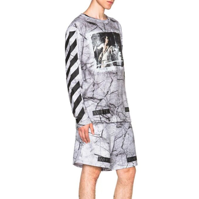 SS21 Large Printing Pullover Gray White