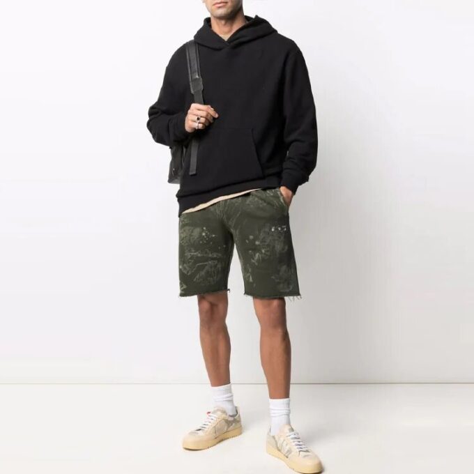 SS21 Logo Pattern Knee-Length Sports Shorts Version Green
