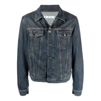 SS21 Logo Pattern Printing Denim Jacket Loose Fit Denim Blue