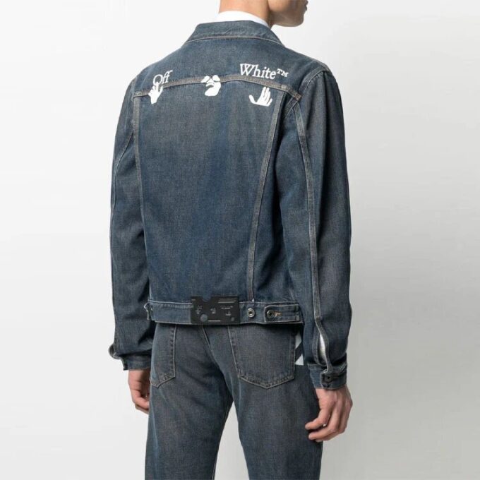 SS21 Logo Pattern Printing Denim Jacket Loose Fit Denim Blue