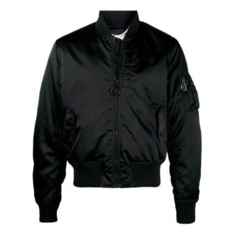SS21 Logo Pattern Zipper aviator Jacket Loose Fit Black
