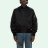 SS21 Logo Pattern Zipper aviator Jacket Loose Fit Black