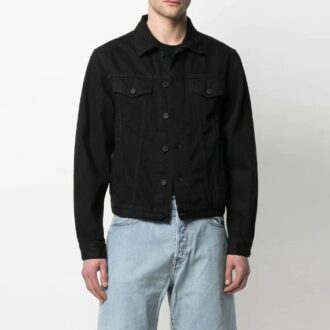 SS21 Logo Printing Denim Jacket Loose Fit Black