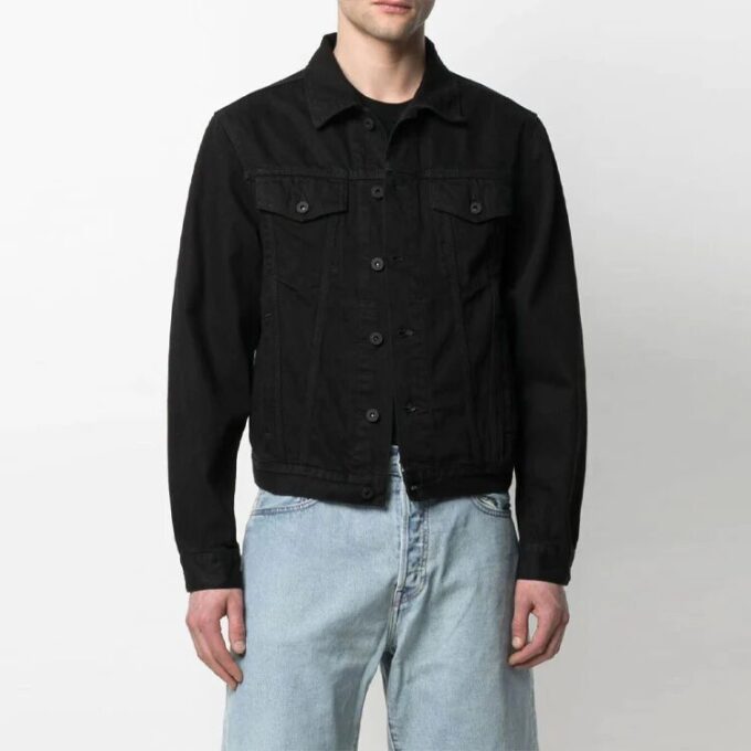 SS21 Logo Printing Denim Jacket Loose Fit Black