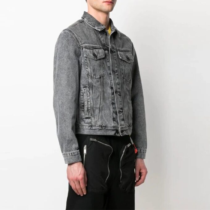 SS21 Logo Printing Denim Jacket Loose Fit Gray