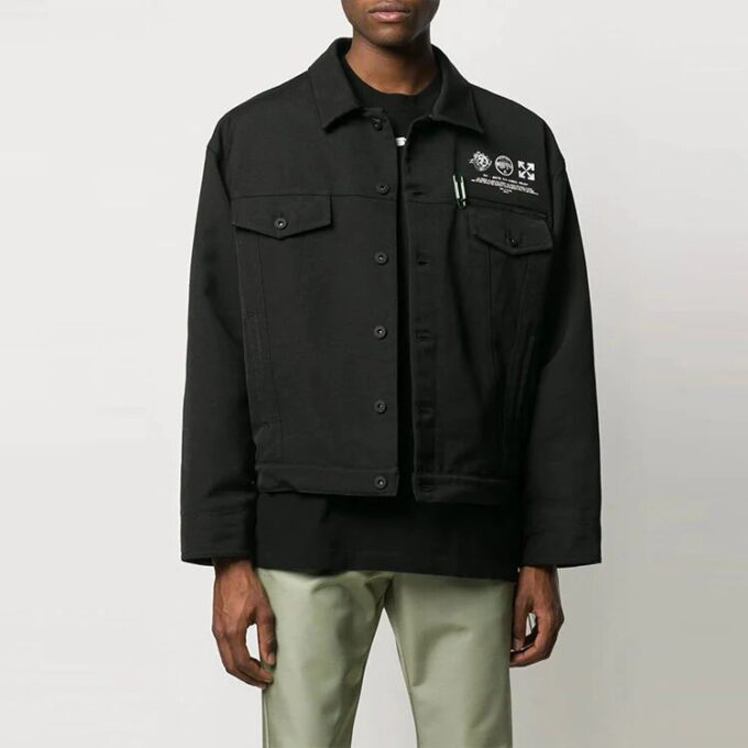 SS21 Logo Printing Pattern Long Sleeves Jacket Loose Fit Black
