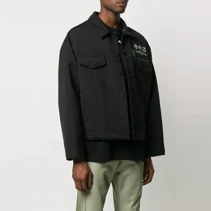 SS21 Logo Printing Pattern Long Sleeves Jacket Loose Fit Black