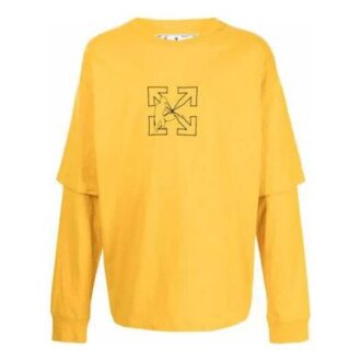 SS21 Logo Printing Solid Color Cotton Round Neck Long Sleeves Ordinary Version Yellow