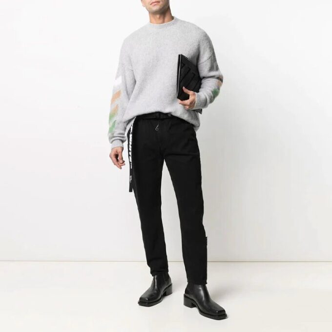 SS21 Logo Printing Stripe Knit Gray