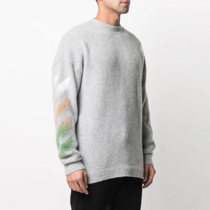 SS21 Logo Printing Stripe Knit Gray