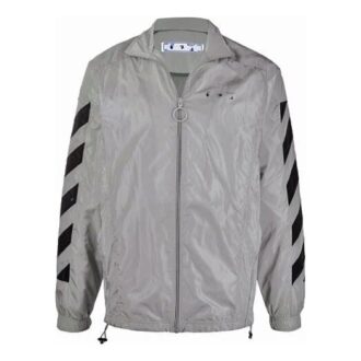 SS21 Logo Printing Zipper Stripe Sports Jacket Gray