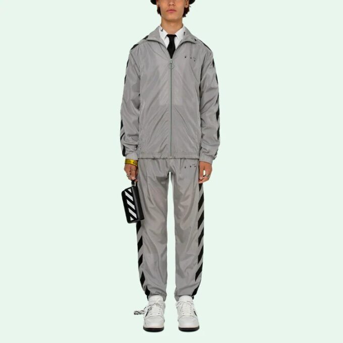SS21 Logo Printing Zipper Stripe Sports Jacket Gray