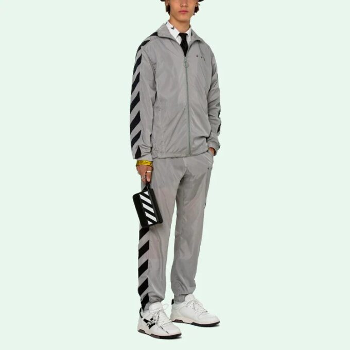 SS21 Logo Printing Zipper Stripe Sports Jacket Gray