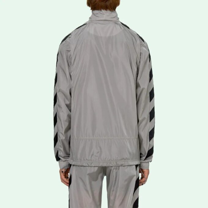 SS21 Logo Printing Zipper Stripe Sports Jacket Gray