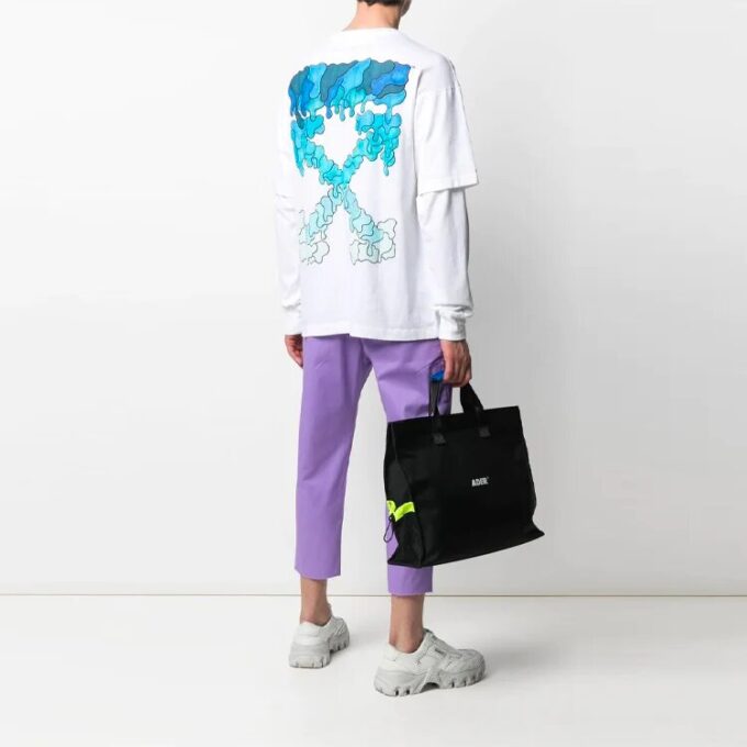 SS21 Logo Rear Pattern Printing Round Neck Long Sleeves Ordinary Version White