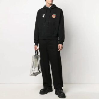 SS21 Pattern hooded Long Sleeves Loose Fit Black