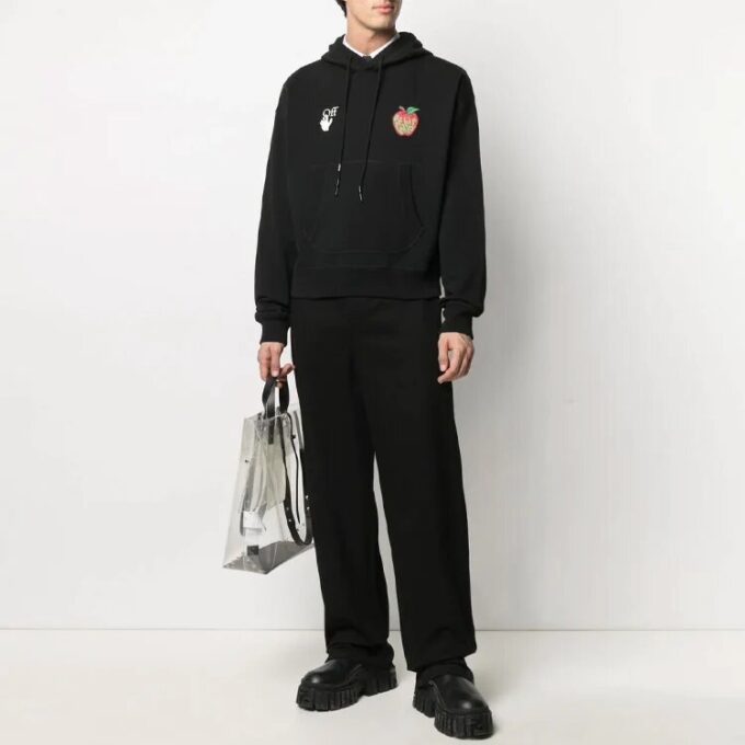SS21 Pattern hooded Long Sleeves Loose Fit Black